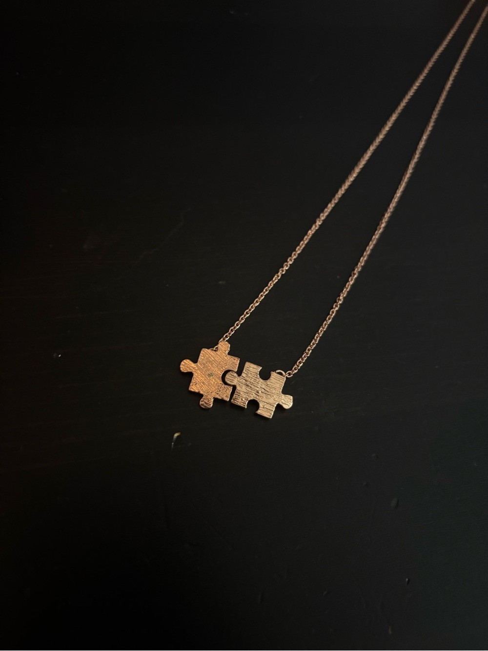 Gold/ Rose Gold Double Puzzle Piece Necklace - Unbranded